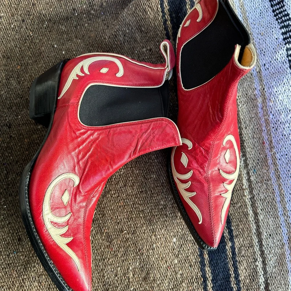 Old Gringo Red and Cream Ankle Boots - Picture 2 of 6